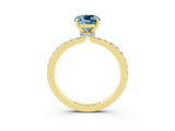 Yellow gold Cushion Cut Aquamarine Solitaire Engagement Ring with Pavé Band and Four-Prong Setting_3