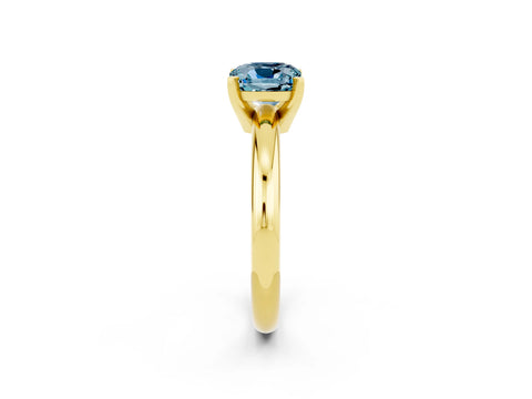 Yellow gold Cushion Cut Aquamarine Solitaire Engagement Ring with Round Band and Four-Prong Setting_2