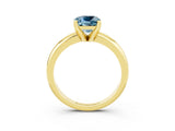 Yellow gold Cushion Cut Aquamarine Solitaire Engagement Ring with Round Band and Four-Prong Setting_3
