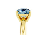 Yellow gold Cushion Cut Aquamarine Solitaire Engagement Ring with Round Band and Four-Prong Setting_5