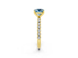 Yellow gold Cushion Cut Aquamarine Solitaire Pavé Band with Four-Prong Setting_2