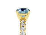 Yellow gold Cushion Cut Aquamarine Solitaire Pavé Engagement Ring with Round Band and Prong Setting_17