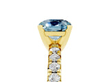Yellow gold Cushion Cut Aquamarine Solitaire Pavé Engagement Ring with Round Band and Prong Setting_95