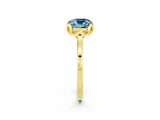Yellow gold Cushion Cut Aquamarine Solitaire Ring with Flower Prong Setting and Classic Band_14