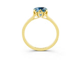 Yellow gold Cushion Cut Aquamarine Solitaire Ring with Flower Prong Setting and Classic Band_15