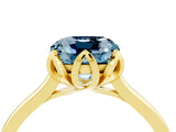 Yellow gold Cushion Cut Aquamarine Solitaire Ring with Flower Prong Setting and Classic Band_16