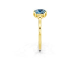 Yellow gold Cushion Cut Aquamarine Solitaire Ring with Flower Prong Setting and Classic Band_38