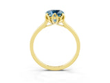 Yellow gold Cushion Cut Aquamarine Solitaire Ring with Flower Prong Setting and Classic Band_39