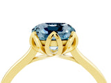 Yellow gold Cushion Cut Aquamarine Solitaire Ring with Flower Prong Setting and Classic Band_40
