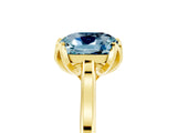 Yellow gold Cushion Cut Aquamarine Solitaire Ring with Flower Prong Setting and Classic Band_41
