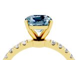 Yellow gold Cushion Cut Aquamarine Solitaire Ring with Pavé Accents and Four-Prong Setting_4