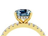 Yellow gold Cushion Cut Aquamarine Solitaire Ring with Round  Pavé Band and Four-Prong Setting_40