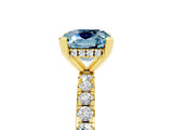 Yellow gold Cushion Cut Aquamarine Solitaire Ring with Round  Pavé Band and Four-Prong Setting_41