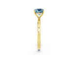 Yellow gold Cushion Cut Aquamarine Solitaire Ring with Thin Band and Four-Prong Setting_2