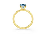 Yellow gold Cushion Cut Aquamarine Solitaire Ring with Thin Band and Four-Prong Setting_3