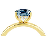 Yellow gold Cushion Cut Aquamarine Solitaire Ring with Thin Band and Four-Prong Setting_4