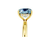 Yellow gold Cushion Cut Aquamarine Solitaire Ring with Thin Band and Four-Prong Setting_5