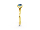 Yellow gold Cushion Cut Aquamarine Solitaire Ring with Thin Band and Prong Setting_14