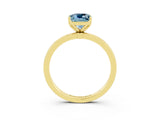 Yellow gold Cushion Cut Aquamarine Solitaire Ring with Thin Band and Prong Setting_15