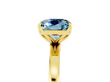 Yellow gold Cushion Cut Aquamarine Solitaire Ring with Thin Band and Prong Setting_17