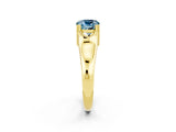 Yellow gold Cushion Cut Aquamarine Solitaire Ring with Wide Band and Prong Setting_2