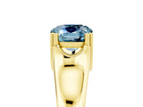 Yellow gold Cushion Cut Aquamarine Solitaire Ring with Wide Band and Prong Setting_5