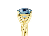 Yellow gold Cushion Cut Aquamarine Solitaire Twist Band Prong Setting Ring_60