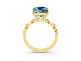 Yellow gold Cushion Cut Aquamarine Solitaire Twisted Band with Round  Accents and Prong Setting_15