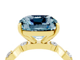 Yellow gold Cushion Cut Aquamarine Solitaire Twisted Band with Round  Accents and Prong Setting_16