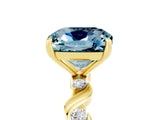 Yellow gold Cushion Cut Aquamarine Solitaire Twisted Band with Round  Accents and Prong Setting_17