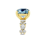 Yellow gold Cushion Cut Aquamarine Solitaire with Side Stones, Pave Band, Four-Prong Setting_29
