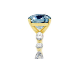 Yellow gold Cushion Cut Aquamarine Solitaire with Side Stones on a Pavé Band and Four-Prong Setting_5