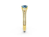 Yellow gold Cushion Cut Aquamarine Split Shank Engagement Ring with Pavé Band_2
