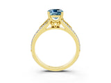 Yellow gold Cushion Cut Aquamarine Split Shank Engagement Ring with Pavé Band_3