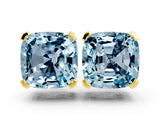 Yellow gold Cushion Cut Aquamarine Stud Earrings_18