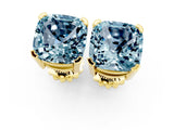Yellow gold Cushion Cut Aquamarine Stud Earrings_19