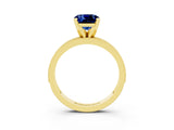 Yellow gold Cushion Cut Blue Sapphire Milgrain Pavé Engagement Ring with Four-Prong Setting_15