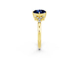 Yellow gold Cushion Cut Blue Sapphire Ring with Side Stones and Four-Prong Setting_38