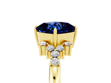 Yellow gold Cushion Cut Blue Sapphire Ring with Side Stones and Four-Prong Setting_41