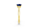 Yellow gold Cushion Cut Blue Sapphire Solitaire Engagement Ring with Cathedral Setting and Four-Prong Mount_26