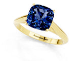 Yellow gold Cushion Cut Blue Sapphire Solitaire Engagement Ring with Cathedral Setting and Four-Prong Mount_79