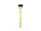 Yellow gold Cushion Cut Blue Sapphire Solitaire Engagement Ring with Cathedral Setting and Four-Prong Mount_80