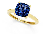 Yellow gold Cushion Cut Blue Sapphire Solitaire Engagement Ring with Classic Band and Four-Prong Setting_13