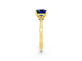 Yellow gold Cushion Cut Blue Sapphire Solitaire Engagement Ring with Classic Band and Four-Prong Setting_14