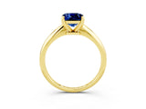 Yellow gold Cushion Cut Blue Sapphire Solitaire Engagement Ring with Classic Band and Four-Prong Setting_15