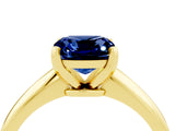 Yellow gold Cushion Cut Blue Sapphire Solitaire Engagement Ring with Classic Band and Four-Prong Setting_16