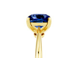 Yellow gold Cushion Cut Blue Sapphire Solitaire Engagement Ring with Classic Band and Four-Prong Setting_17