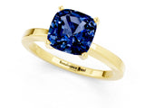 Yellow gold Cushion Cut Blue Sapphire Solitaire Engagement Ring with Classic Band and Four-Prong Setting_25