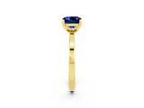 Yellow gold Cushion Cut Blue Sapphire Solitaire Engagement Ring with Classic Band and Four-Prong Setting_26