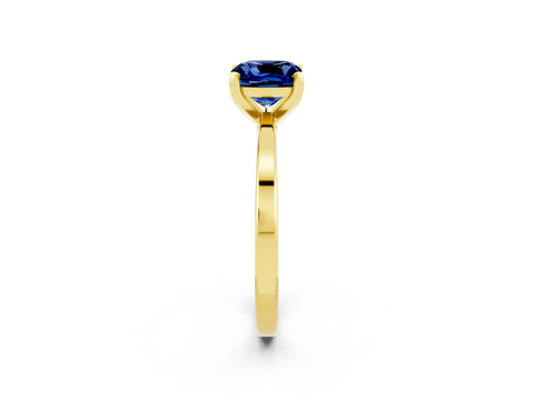 Yellow gold Cushion Cut Blue Sapphire Solitaire Engagement Ring with Classic Band and Four-Prong Setting_26